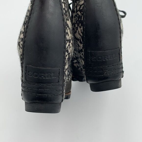 Sorel Joan of Arc Lexie wedge ankle boots black and white Womans size 6.5 - Picture 10 of 12